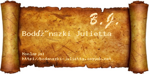 Bodánszki Julietta névjegykártya